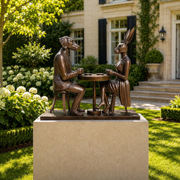 They Loved Their Morning Coffee (Bronze Sculpture, Mid-Size)