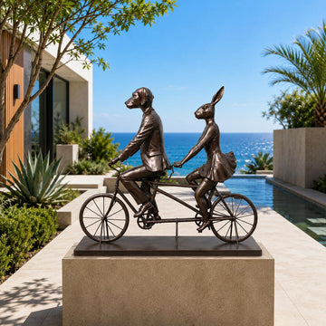 Tandem Riders on an Adventure (Bronze Sculpture, Mid-Size)