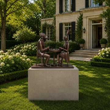 They Loved Their Morning Coffee (Bronze Sculpture, Mid-Size)