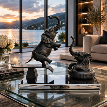 Elephants Make Waves (Bronze Sculpture)