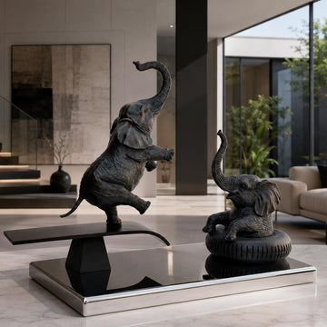 Elephants Make Waves (Bronze Sculpture)