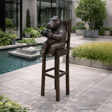 Hippo Above It All, Capturing the World Through a Lens (Bronze Sculpture, Mid-Size)