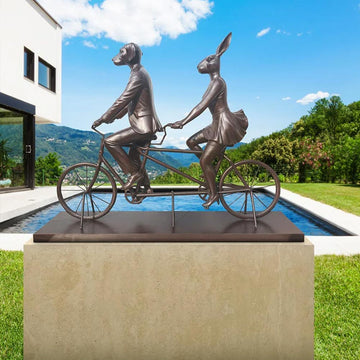 Tandem Riders on an Adventure (Bronze Sculpture, Mid-Size)