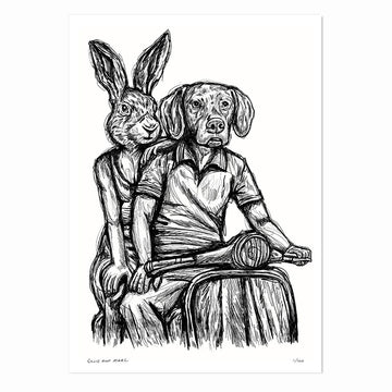 Rabbitwoman and Dogman on the Road Again (Print)