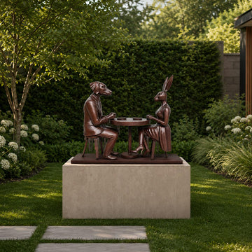 They Loved Their Morning Coffee (Bronze Sculpture, Mid-Size)