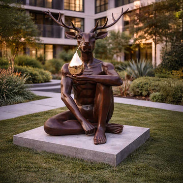 Deer Holds Pear (Bronze Sculpture, Mid-Size)