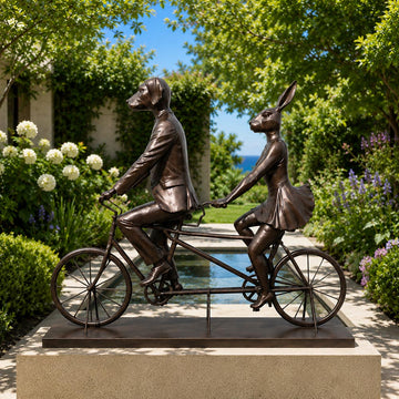 Tandem Riders on an Adventure (Bronze Sculpture, Mid-Size)