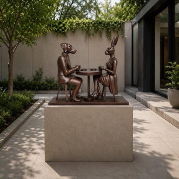 They Loved Their Morning Coffee (Bronze Sculpture, Mid-Size)
