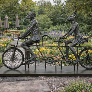 Tandem Riders on a Mission (Bronze Sculpture)