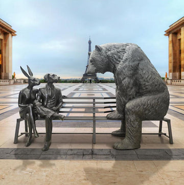 The Grizzly Bear Bench of Friendship (Bronze Sculpture)
