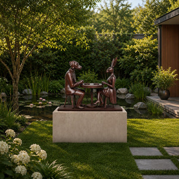 They Loved Their Morning Coffee (Bronze Sculpture, Mid-Size)