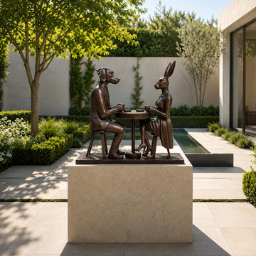 They Loved Their Morning Coffee (Bronze Sculpture, Mid-Size)