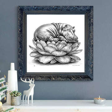 A Study for Hippo on a Flower (Giclee Canvas Print)