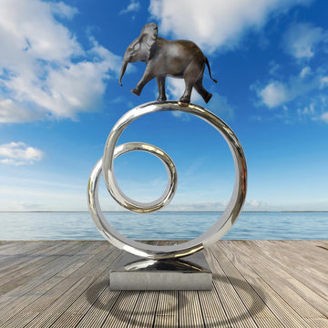 African Elephant Goes Round A Big World (Bronze Sculpture)