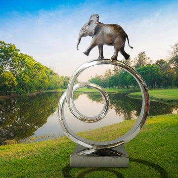 African Elephant Goes Round A Big World (Bronze Sculpture)