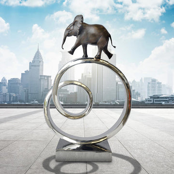 African Elephant Goes Round A Big World (Bronze Sculpture)