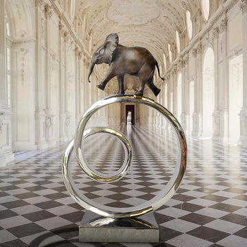 African Elephant Goes Round A Big World (Bronze Sculpture)