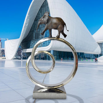 African Elephant Goes Round A Big World (Bronze Sculpture)