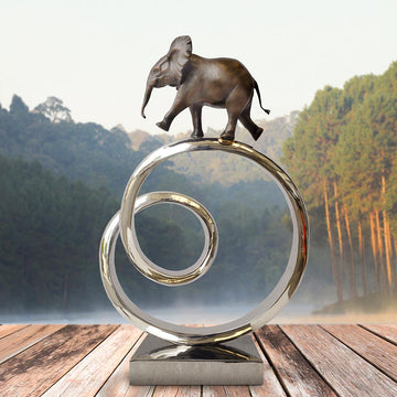 African Elephant Goes Round A Big World (Bronze Sculpture)