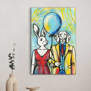 Big Blue Balloon Lovers (Original Painting)