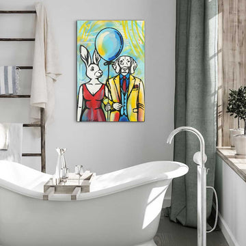 Big Blue Balloon Lovers (Original Painting)