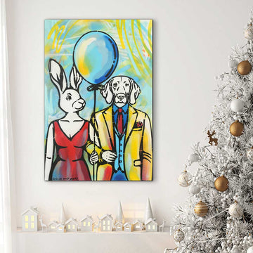 Big Blue Balloon Lovers (Original Painting)