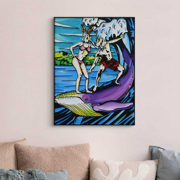 Big Whale Surfer (Original Painting)