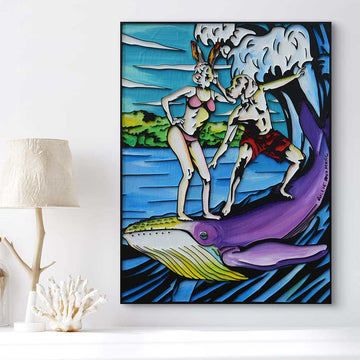 Big Whale Surfer (Original Painting)