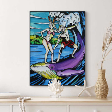 Big Whale Surfer (Original Painting)