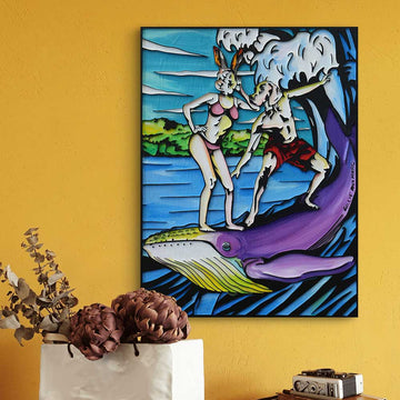 Big Whale Surfer (Original Painting)