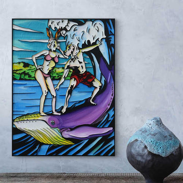 Big Whale Surfer (Original Painting)