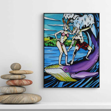 Big Whale Surfer (Original Painting)