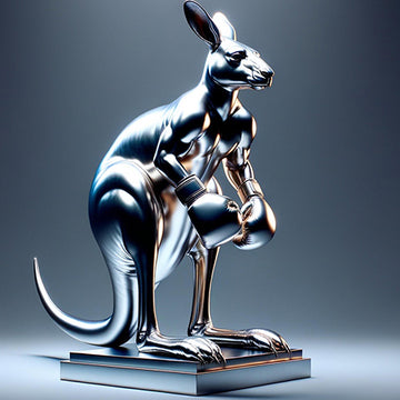 Boxing Kangaroo (Stainless Steel Sculpture)