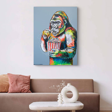 Chimps Popcorn Party (Original Painting)