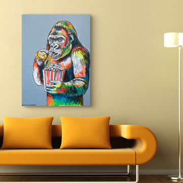 Chimps Popcorn Party (Original Painting)