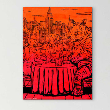 Coffee with Friends in New York (Original Painting)