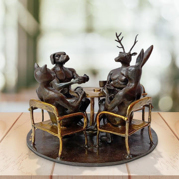 Coffee Table Friends (Bronze Sculpture)