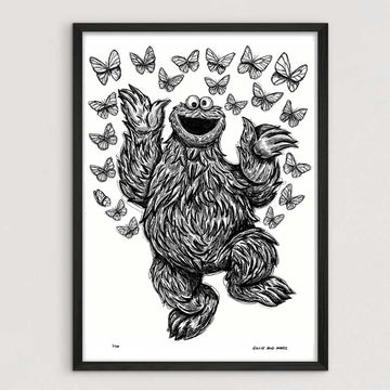 Cookie Monster Jumps for Joy (Giclee Canvas Print)