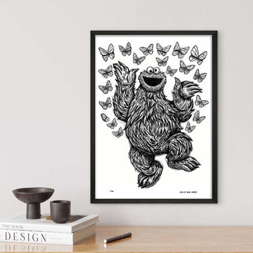 Cookie Monster Jumps for Joy (Giclee Canvas Print)
