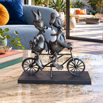 Daisy and Donald Go Around the World with Love (Bronze Sculpture, Miniature Collection)