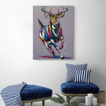Deer In Flight (Original Painting)