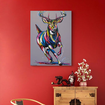 Deer In Flight (Original Painting)