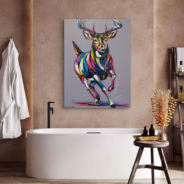 Deer In Flight (Original Painting)