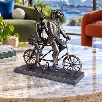 Rabbitwoman and Dogman Take Love for a Spin (Resin Sculpture)