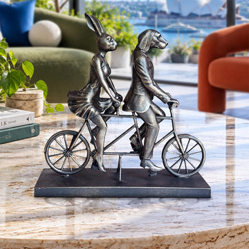 Rabbitwoman and Dogman Take Love for a Spin (Resin Sculpture)