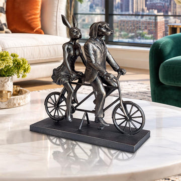 Rabbitwoman and Dogman Take Love for a Spin (Resin Sculpture)