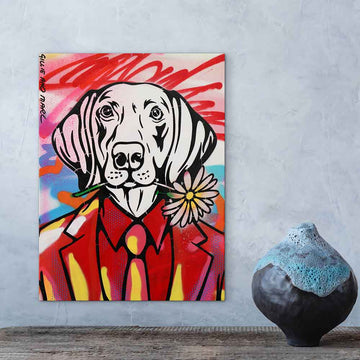 Dogman Loves Flowers (Original Painting)