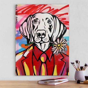 Dogman Loves Flowers (Original Painting)