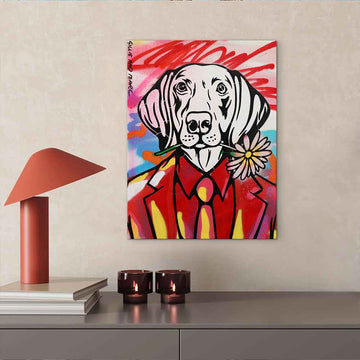 Dogman Loves Flowers (Original Painting)