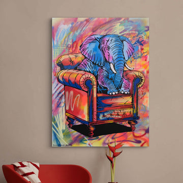 Elephant Is So Comfortable Again (Original Painting)